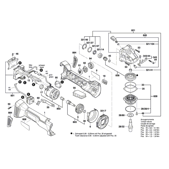 Angle Grinder Assembly for Bosch