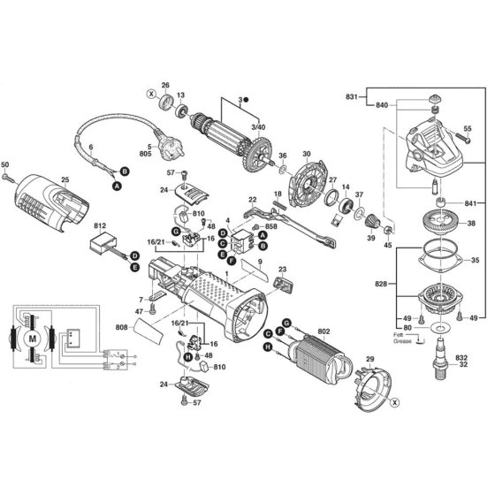 Main Assembly for Bosch GWS 7-115