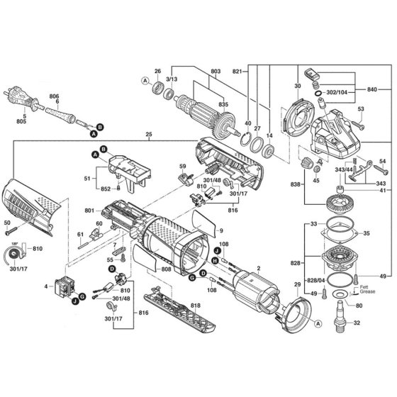 Main Assembly for Bosch GWS 9-115P