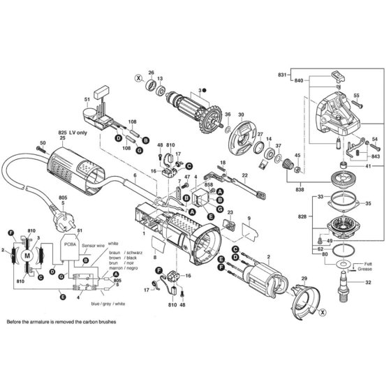Main Assembly for Bosch GWS 9-115 S