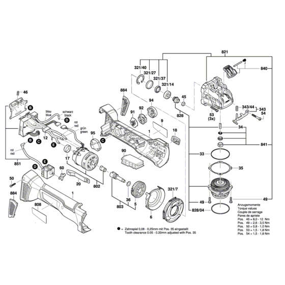 Angle Grinder Assembly for Bosch