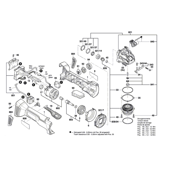 Angle Grinder Assembly for Bosch