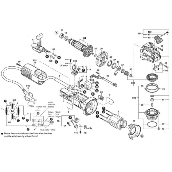 Main Assembly for Bosch GWX 9-115 S