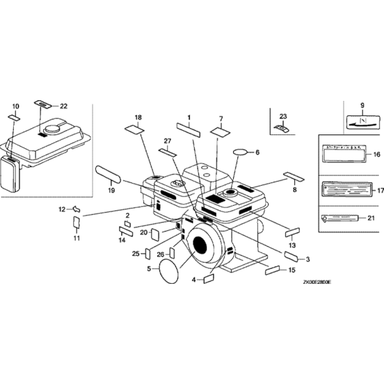 Label Assembly for Honda GX200