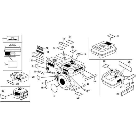 Label Assembly for Honda GX200T