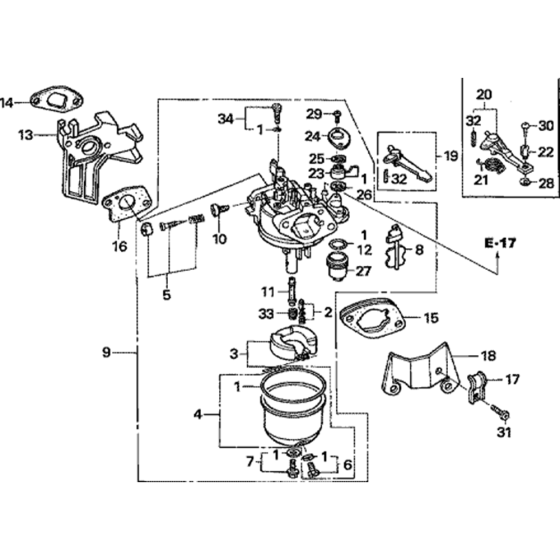 Carburetor Assembly Honda GX200U