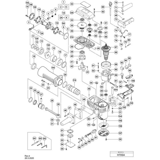 Main Assembly for Hikoki H70SA