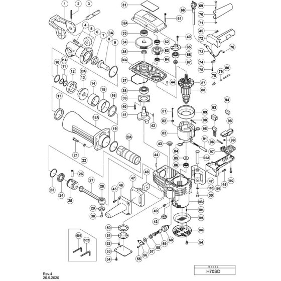 Main Assembly for Hikoki H70SD