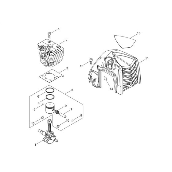 Cylinder, Piston, Crankshaft