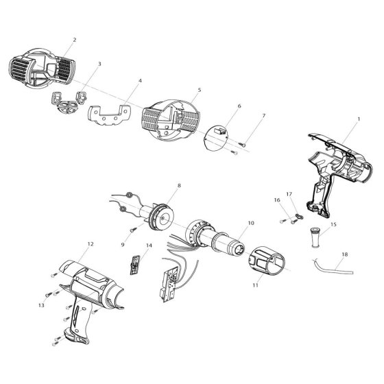 Makita HG6531C Heat Gun Assembly
