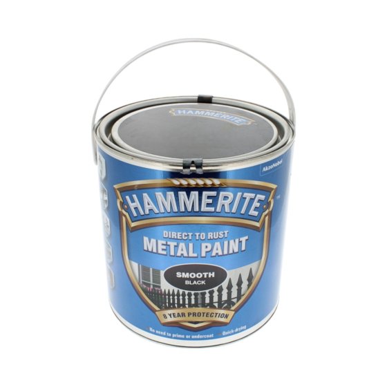 Direct to Rust Smooth Finish Metal Paint Black 2.5 Litre by Hammerite - 5084866