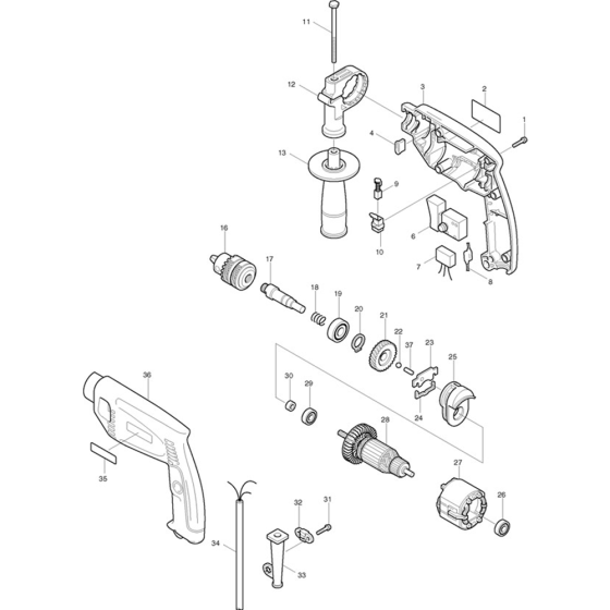 Makita HP1510 Drill Assembly