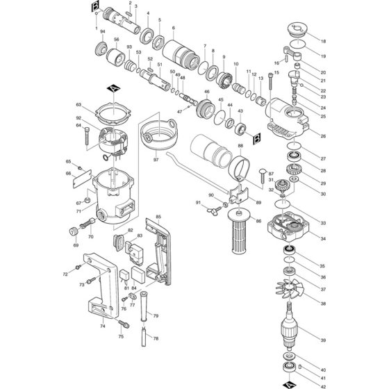 Makita HR1820 Main Assembly
