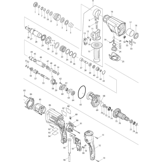 Makita HR2610 Main Assembly