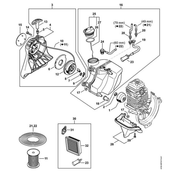 Rewind Starter & Fuel Tank