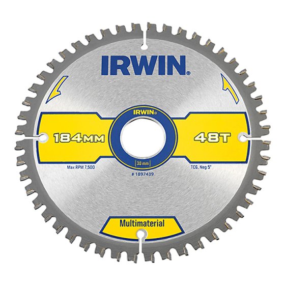 Multi Material Circular Saw Blade 184 x 30mm x 48T TCG/Neg by IRWIN - 1897439