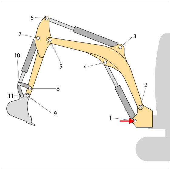 Pin (Position 1) for JCB 803 PLUS Mini Excavators - Replaces 232/32509