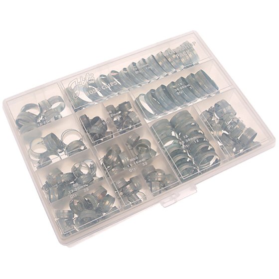 Workshop Pack 143 Assorted Hose Clips (Mild Steel) by Jubilee - HCP143MS