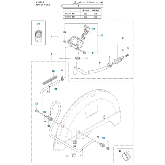 Water Hose Assembly for K1270