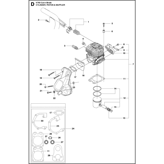 Cylinder, Piston & Muffler Assembly