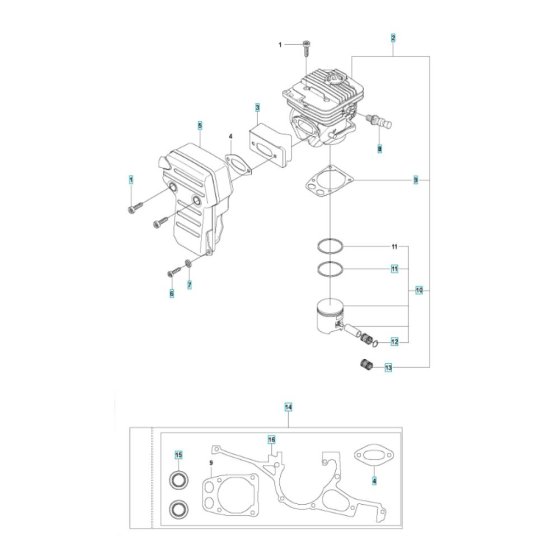 Cylinder, Piston, Muffler Assembly