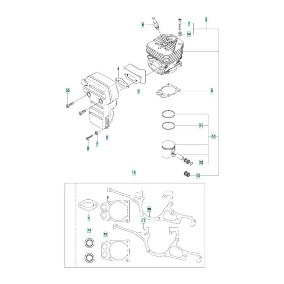 Cylinder, Piston, Muffler Assembly
