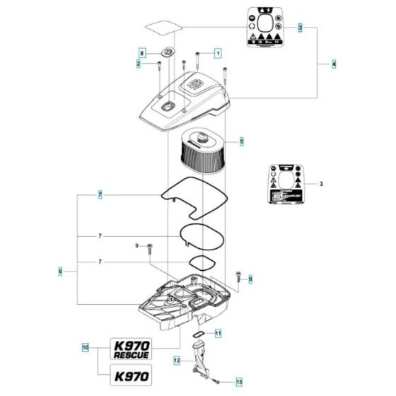 Air Filter for Husqvarna K970
