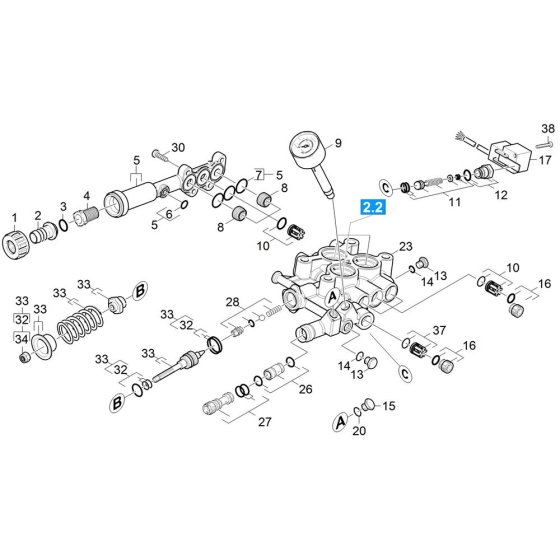 Cylinder Head Assembly for Karcher HD 7-18-4 M Classic Pressure Washer