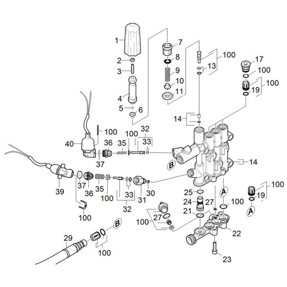 Cylinder Head Assembly for Karcher HDS 6-10-4 C Pressure Washer