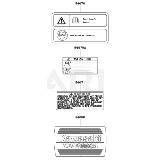 Kawasaki KHDS600A Label