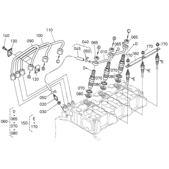Nozzle Holder Assembly for Kubota D1005-E4B Engine