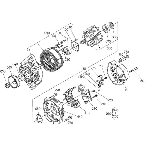 Alternator Assembly for Kubota D1105-BG2 Engine