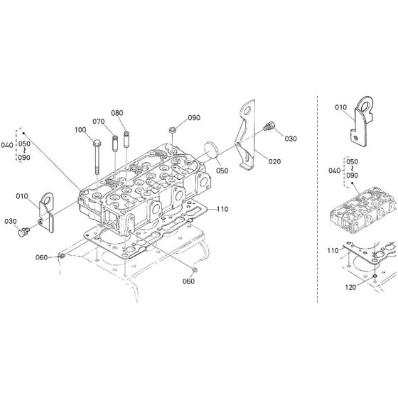 Cylinder Head Assembly for Kubota D1105-BG2 Engine