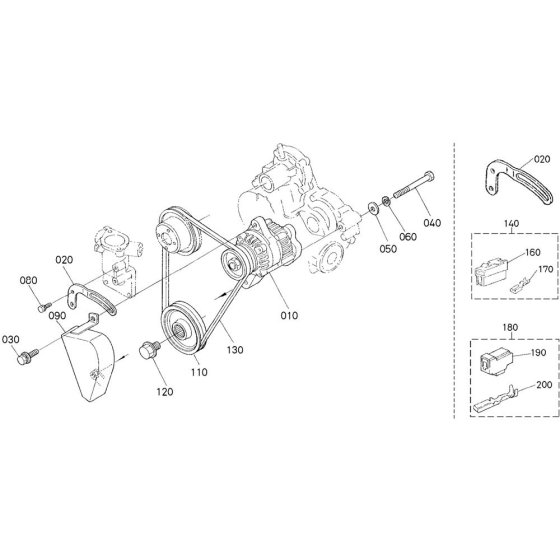 Pulley Assembly for Kubota D1105-E2-BG Engine