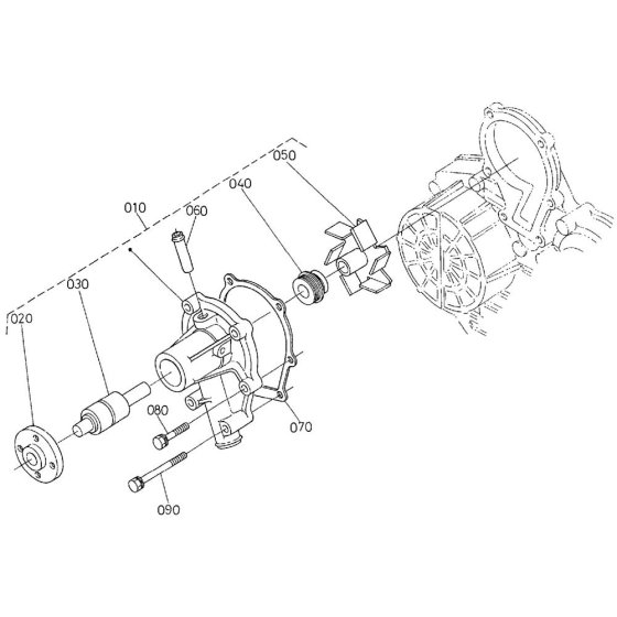 Water Pump Assembly for Kubota D1105-E2-BG Engine