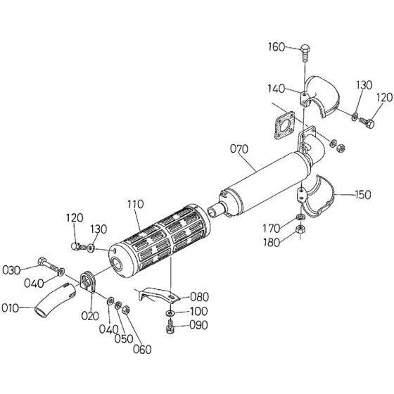 Muffler Assembly for Kubota D1105-E2-BG Engine