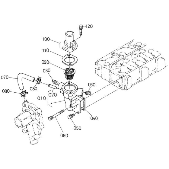 Water Flange Assembly for Kubota D1105-E2-BG Engine