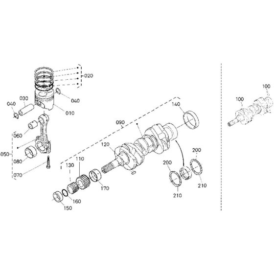 Crankshaft, Piston Assembly for Kubota D1105-E2B Engine