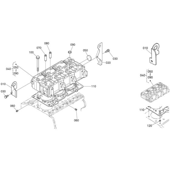 Cylinder Head Assembly for Kubota D1105-T-E2B Engine