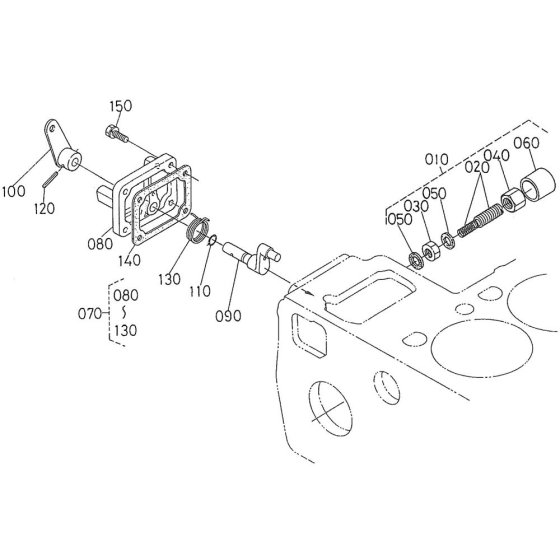 Engine Stop Lever Assembly for Kubota D1402-BBS Engine