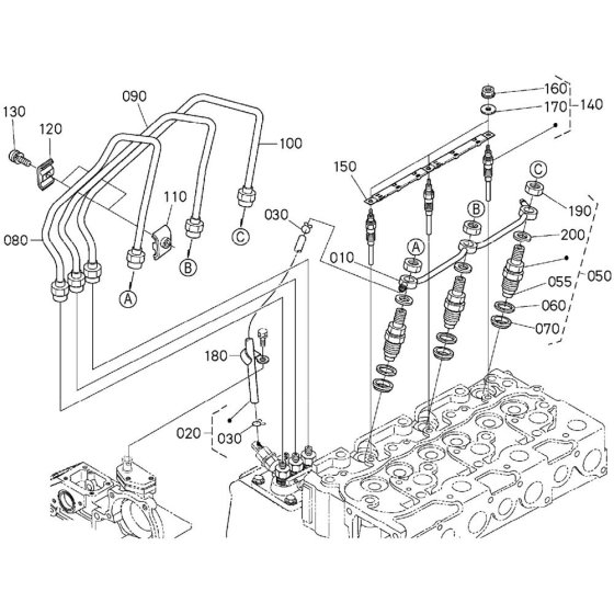Nozzle Holder Assembly for Kubota D1503-M-E3B Engine
