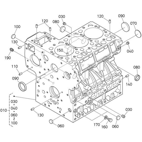 Crankcase Assembly for Kubota D1703-M-DI-E4B Engine