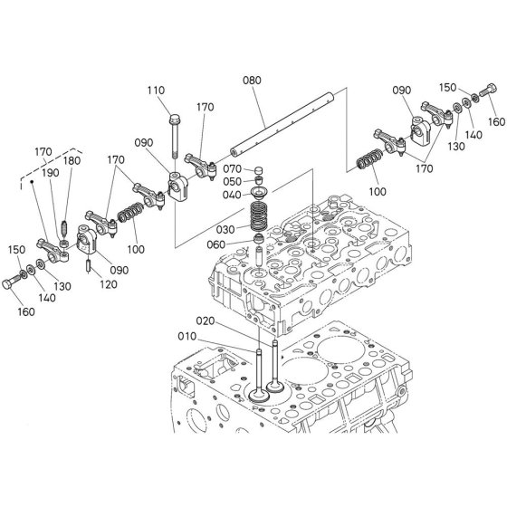 Rocker Arm Assembly for Kubota D1703-M-DI-E4B Engine