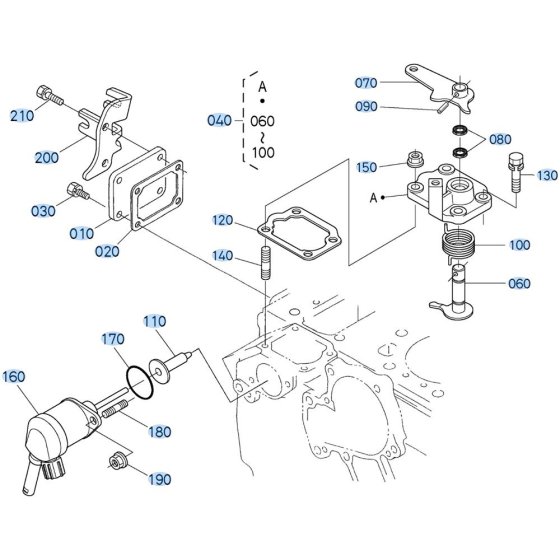 Engine Stop Lever Assembly for Kubota D1703-M-E3B Engine