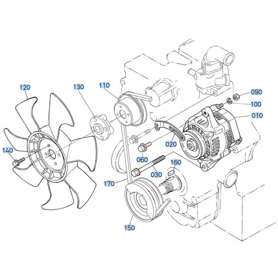 Pulley Assembly for Kubota D1703-M-E3B Engine