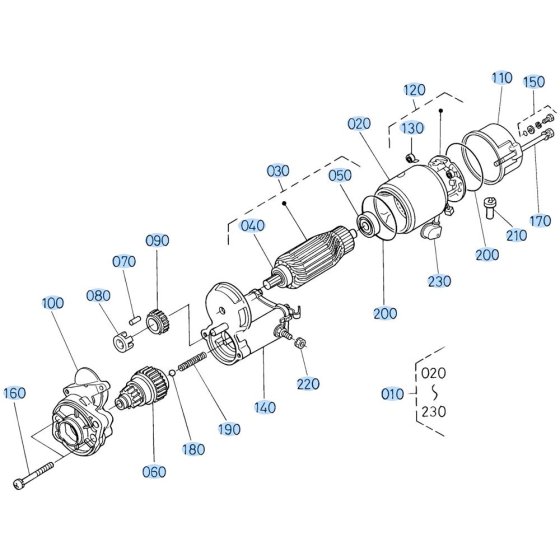 Starter Assembly for Kubota D1703-M-E3B Engine