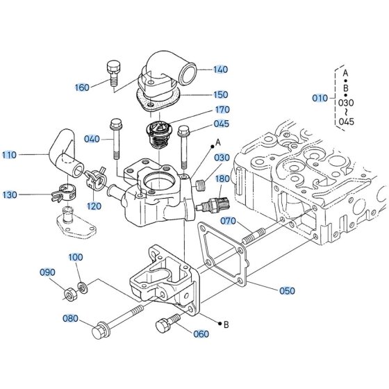 Water Flange Assembly for Kubota D1703-M-E3B Engine