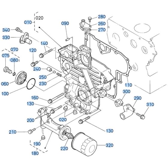 Gear Case Assembly for Kubota D1703-M-E3B Engine