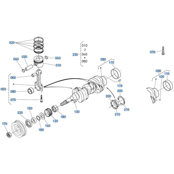 Crankshaft, Piston Assembly for Kubota D1703-M-E3B Engine