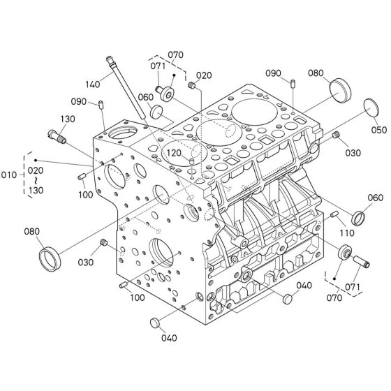 Crankcase Assembly for Kubota D1803-CR-T-E5 Engine
